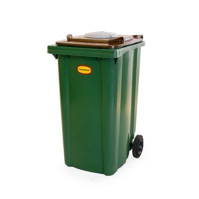 BIO-Rollabfallbehälter, aus PE-HD, grün-braun