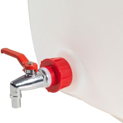 Auslaufhahn, aus Messing verchromt, rot